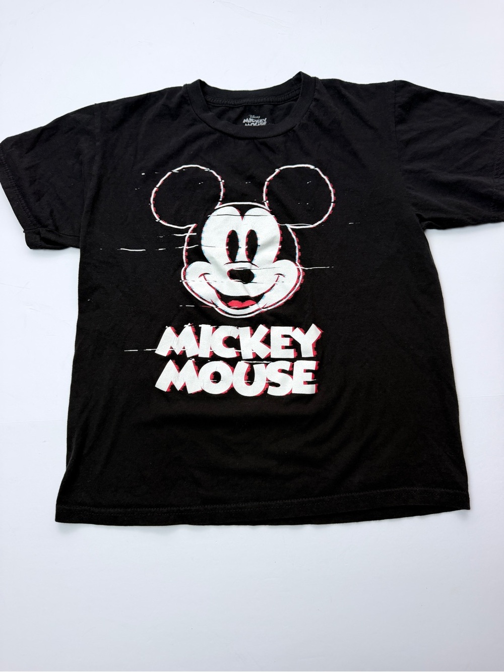 Disney Mickey Mouse Boys T Shirt Size M 7/8 Black Graphic Tee 100% Cotton